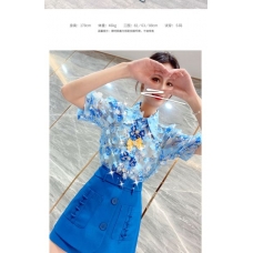 RM4419#新款冰蓝时尚品牌春季新款绣花重工气质减龄套装女