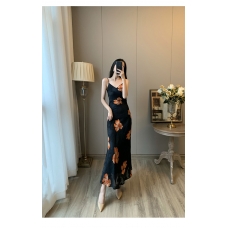 RM5457#法式复古碎花裙吊带连衣裙雪纺裙修身收腰显瘦气质长款长裙女夏季