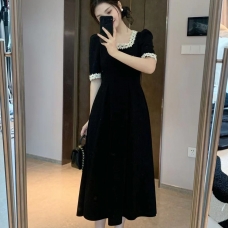 RM5459#恰似你的温柔春夏蕾丝边短信中长款连衣裙