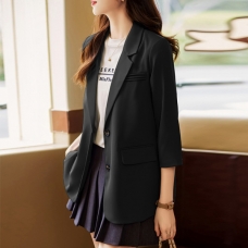 RM6184#休闲薄小西装外套女2023春夏新款气质七分袖后开叉上衣高级感西服