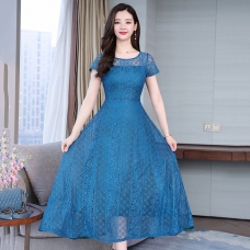 RY1725#加肥加大码女装胖mm夏装 打底衫女200斤宽松显瘦中长款蕾丝连衣裙