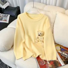RM25964#韩版新款慵懒风针织套头小熊针织毛衣