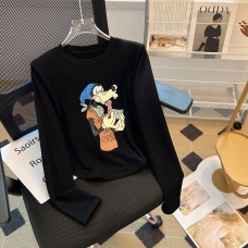 RM25848#卡通印花长袖T恤女加厚磨毛百搭圆领打底衫上衣