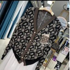 RM26399#新款时尚洋气撞色设计感气质V领针织开衫女轻奢高级上衣
