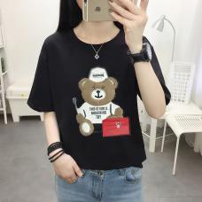 RM26450#夏季韩版女装纯棉大码蕾丝胖妹妹200斤宽松短袖T恤