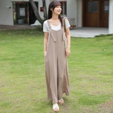 RM26490#韩版宽松型森女休闲夏季百搭显瘦减龄小众长款背带阔腿裤