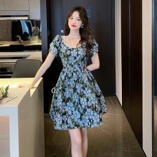 RM26621#花色气质连衣裙女高级感 2023夏季法式收腰裙子小个子