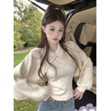 RM26627#新款韩版小众设计感洋气长袖背心上衣针织两件套装女