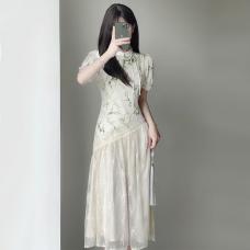 RY1917#新中式国风素雅清冷感旗袍裙子年轻款现代风连衣裙仙气超仙森系