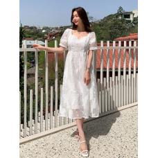 RM26806#法式白色连衣裙女夏2023年夏季新款女装收腰显瘦长裙超仙提...