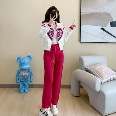 RM27767#时尚休闲洋气减龄运动套装女冬季新款韩版加厚爱心刺绣两件套