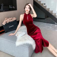 RM28141#新中式改良旗袍双边开叉性感精致小众显瘦高端轻奢连衣裙