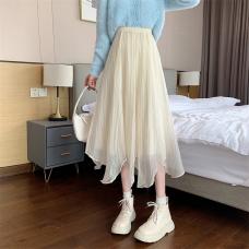 RM26570#韩版设计感不规则仙女半身裙高腰显瘦A字长裙