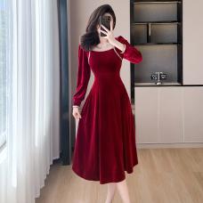 RM29171#新款法式轻奢设计立体双边显瘦收腰连衣裙