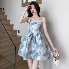 RM29237#夏季新款高级感提花纯欲性感收腰吊带蓬蓬连衣裙
