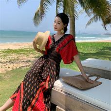 RM29402#旅游穿搭女装沙漠异域民族风连衣裙夏大码沙滩裙海边度假