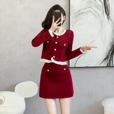 RM29491#小香风时尚套装女秋冬装2023年新款小个子气质半身裙子两件...