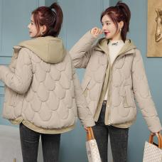 RM29741#大码女装假两件小个子韩版棉衣时尚显瘦秋冬新款外套减龄棉袄