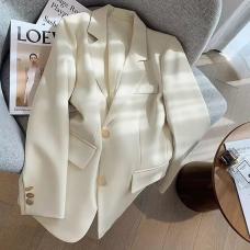 RM29787#新款春秋质感白色短款西装外套女韩版小个子双排扣西服