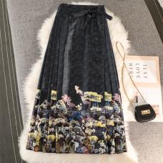 RM29967#新中式国风改良汉服日常装定制提花缎面一片式系带马面裙