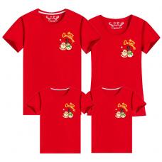 RM30536#纯棉 新品圣诞节圣诞老人麋鹿雪人印花女士红色亲子短袖t恤批...