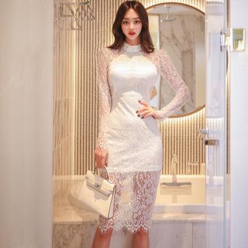 RM30649#新款韩版气质修身显瘦中长款蕾丝包臀时尚简约连衣裙