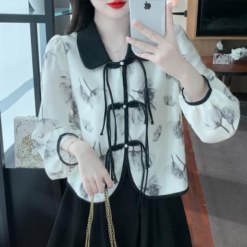 RM31081#新中式国风设计感法式长袖盘扣衬衫别致小众上衣外套