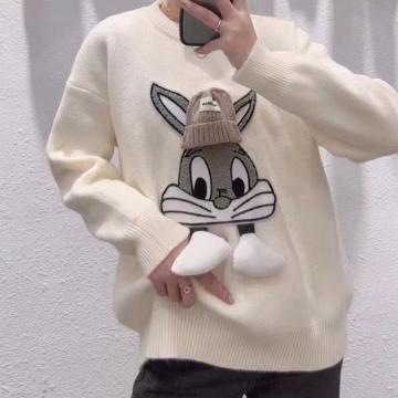 RM31586#日系减龄兔子图案针织衫慵懒风高级感长袖厚毛衣