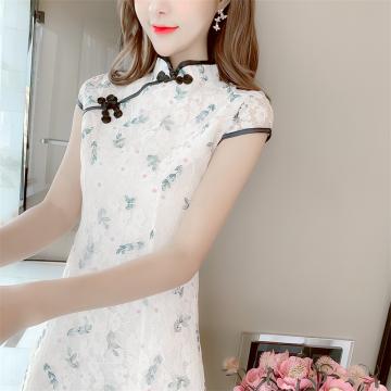 RY2657#夏季新款法式旗袍改良版蕾丝年轻款中国风少女连衣裙