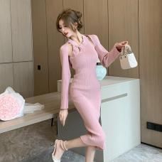 RM30368#新中式旗袍针织连衣裙法式温柔风修身吊带长裙罩衫两件套3566