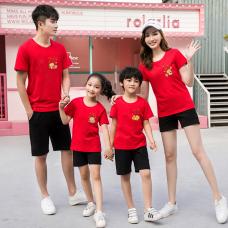 RM30537#纯棉 2024龙年亲子装一家三口四口家庭装新年本命年红色过年短袖t恤