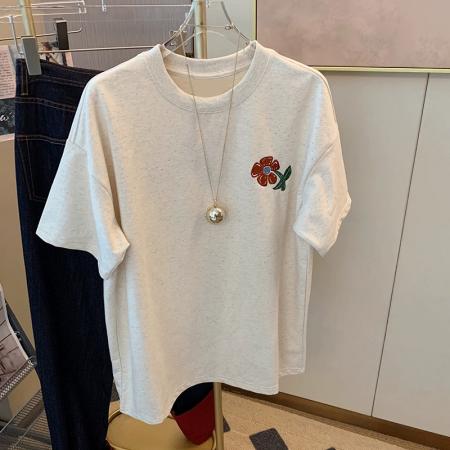 RM31166#春夏新款重磅/精梳纯棉 后包领 有缝边 S-XXXL 夏装短袖T恤女