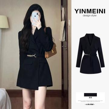 RM31932#黑色西装外套女 新款冷淡系高级感炸街气质女神范小西服