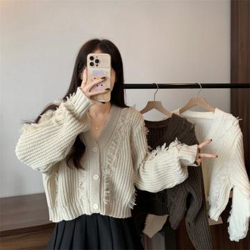 RM32025#新款法式时髦流苏毛衣女设计感小众