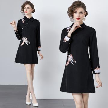 RM32474#新中式国风改良盘扣旗袍连衣裙2024新款高级感女装