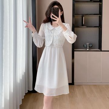RM32849#法式新中式长袖连衣裙女装假两件高级感小众国风裙子