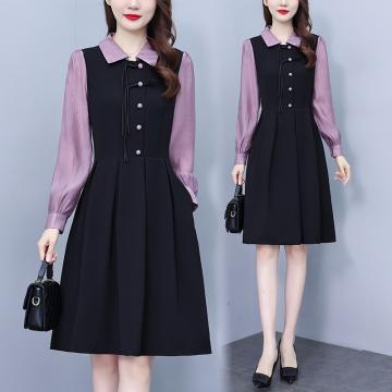 RM32997#新款大码女装韩版显瘦假两件套拼接时尚连衣裙