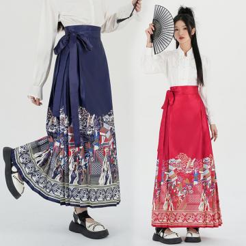 RM34023#新中式一片式超大摆明制马面裙女春夏提花半身裙国风通勤长裙