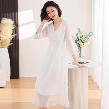 RM34069#春夏新款慵懒风洋气时尚设计感小众休闲减龄白色法式连衣裙子