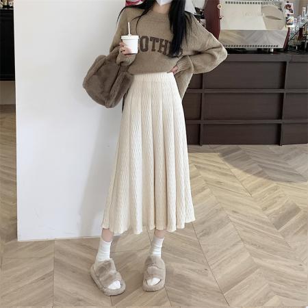 RM31781#新款针织半身裙女高腰遮胯显廋A字伞裙长裙气质百搭