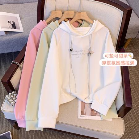 RM31782#新款休闲卫衣擦肩连帽卫衣宽松套头字母上衣