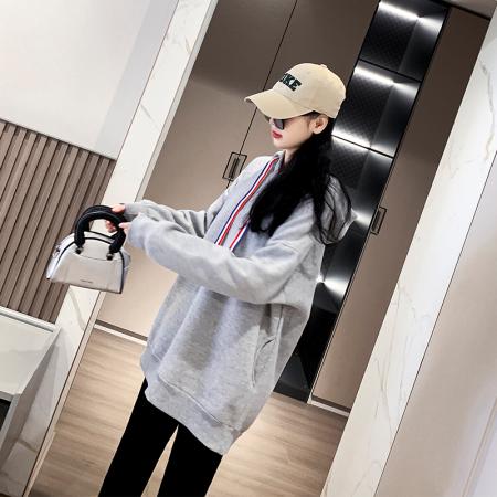 RM31808#连帽卫衣中长款加绒宽松显瘦加肥胖MM大码女装200斤