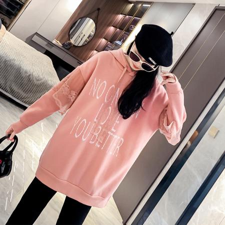 RM31809#连帽卫衣女加绒宽松显瘦中长款加肥胖MM大码女装230斤