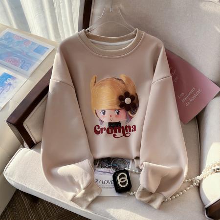 RM31851#新款韩版小女孩印花立体装饰可爱卫衣宽松上衣女