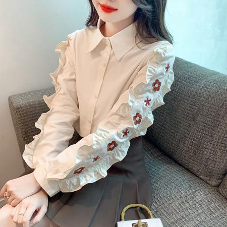 RM31883#上衣女款宽松新款衣服小花刺绣衬衣高级衬衫