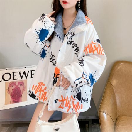 RM31934#大码女装两面穿100聚酯纤维 新款设计感反穿加绒加厚外套女