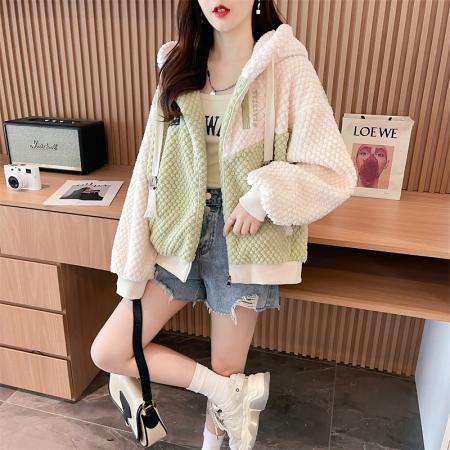 RM31948#双面绒外套 字母卫衣可爱风2024新款双面绒外套女