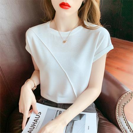 RY2666#欧货短袖t恤女夏季纯色设计感上衣女