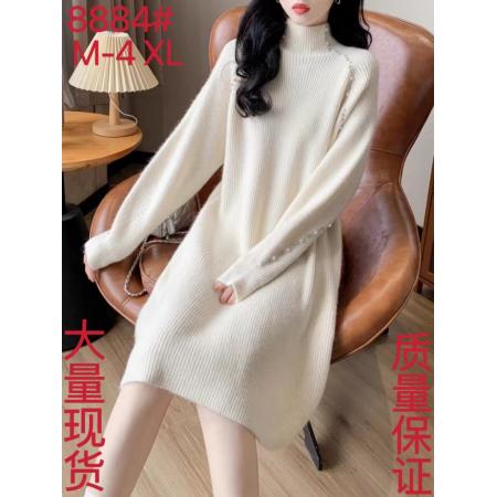 RM32061#高领套头毛衣裙女装 内搭小个子显瘦中长款连衣裙