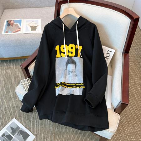 RM32062#新款大码显瘦女装韩版宽松慵懒风连帽套头卫衣女大版